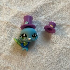Littlest Pet Shop LPS #463 Peacock With Hat Blue Green Diamond Eyes Preowned